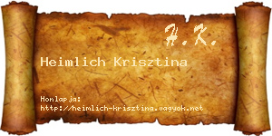 Heimlich Krisztina névjegykártya